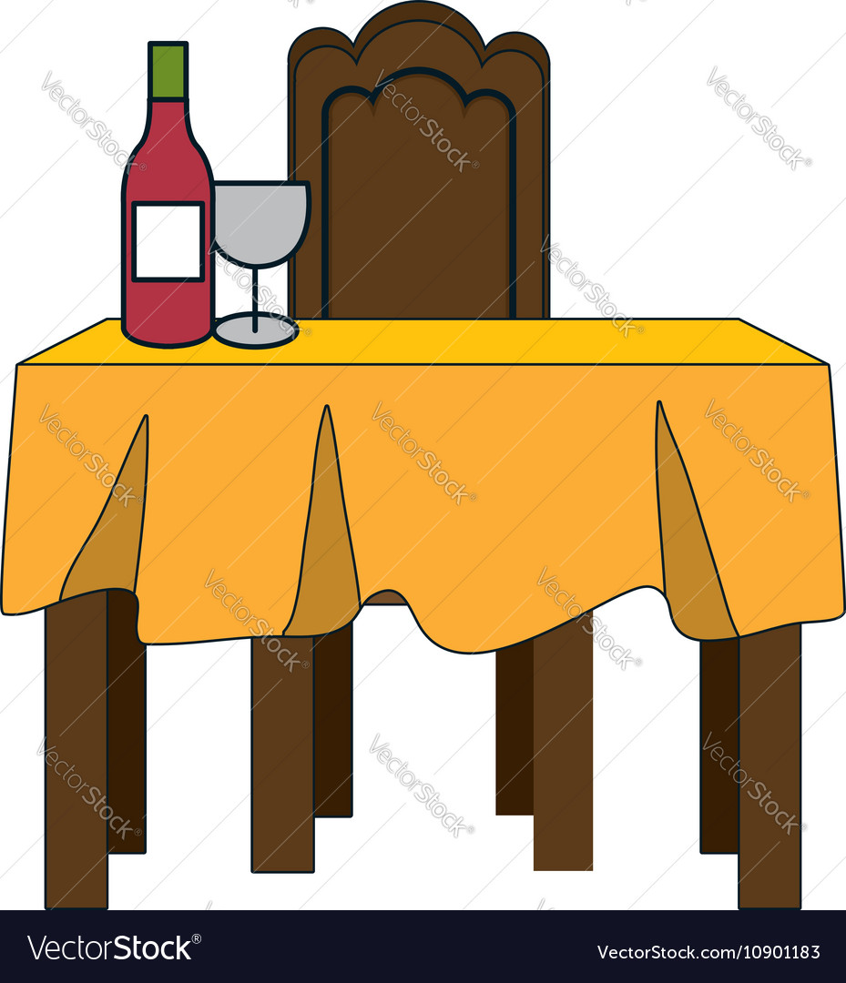 Dinner table with yellow tablecloth Royalty Free Vector