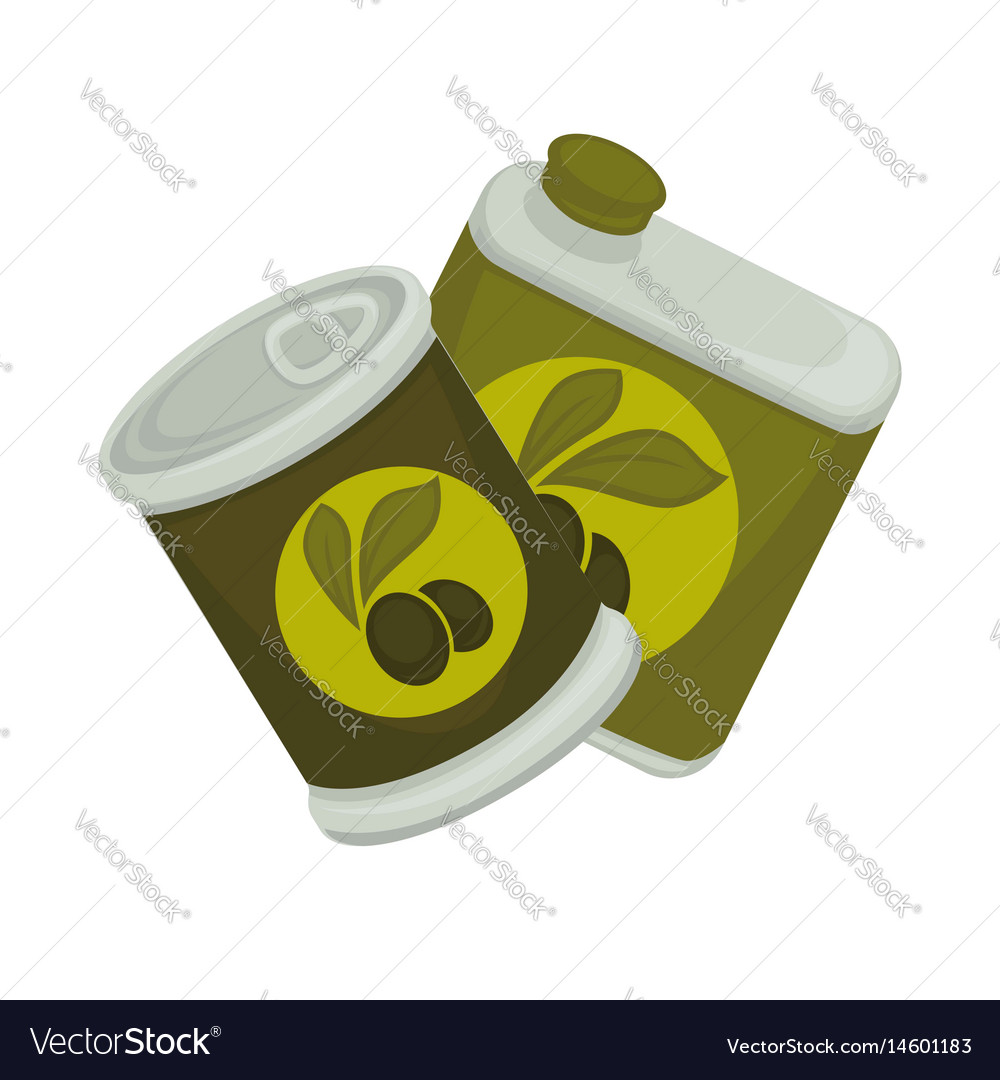 Iron and plastic banks with green emblem of olives