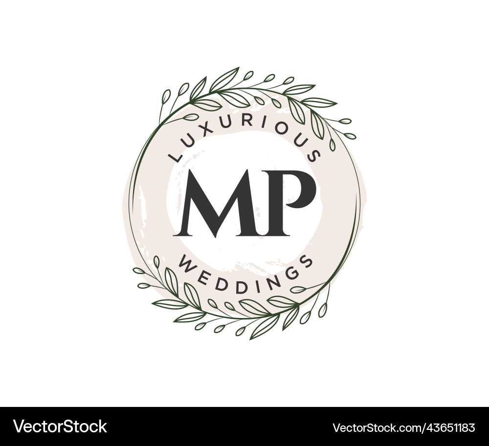 Mp initials letter wedding monogram logos Vector Image