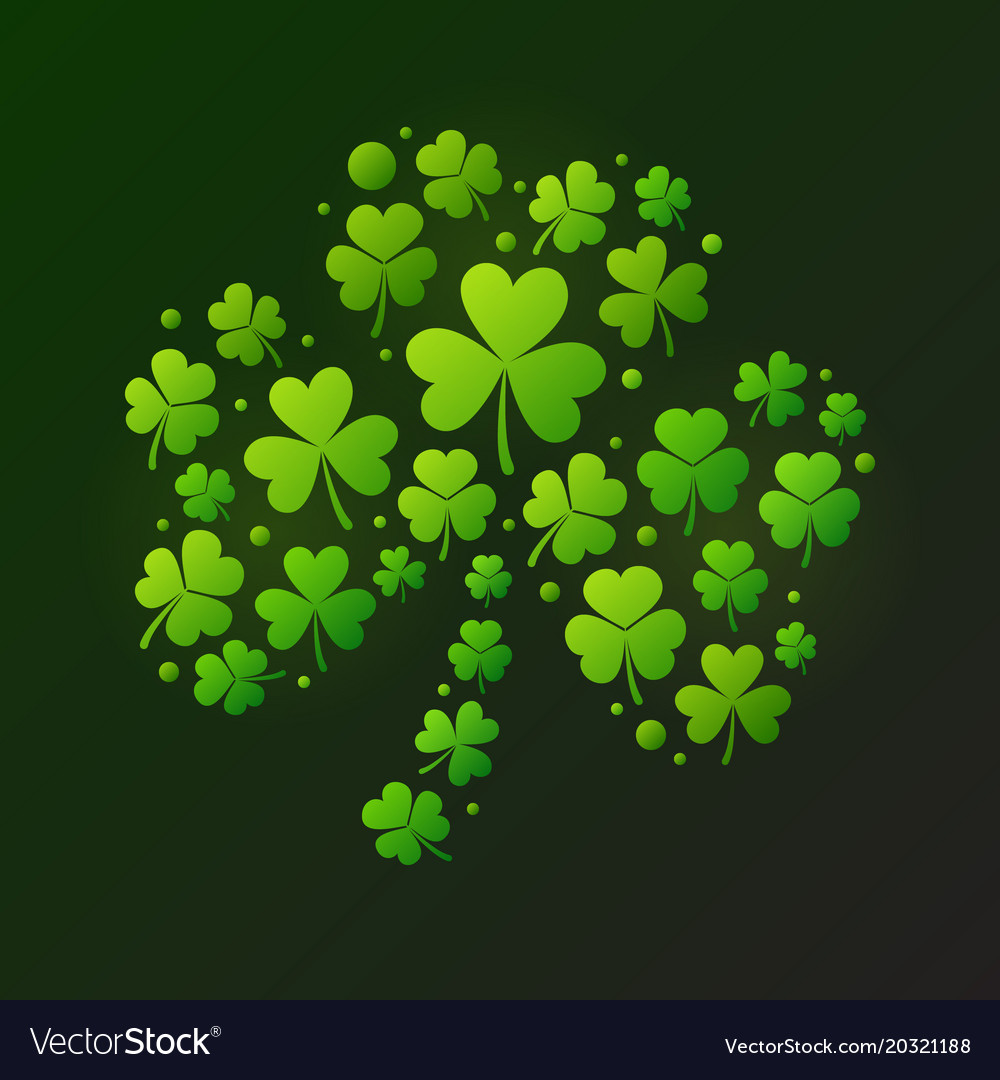 Bright shamrock made of green clover icons Vector Image