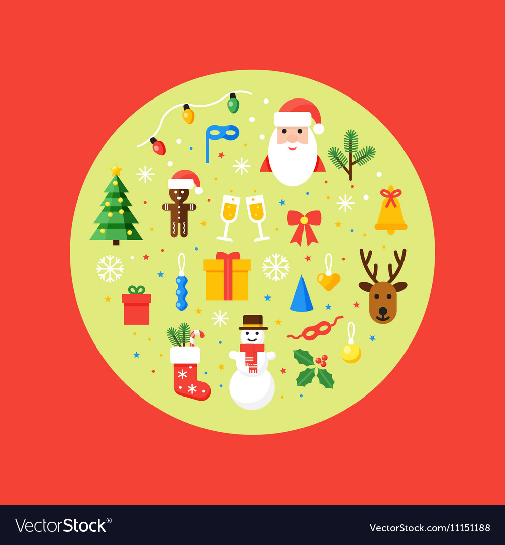 Christmas symbols card Royalty Free Vector Image