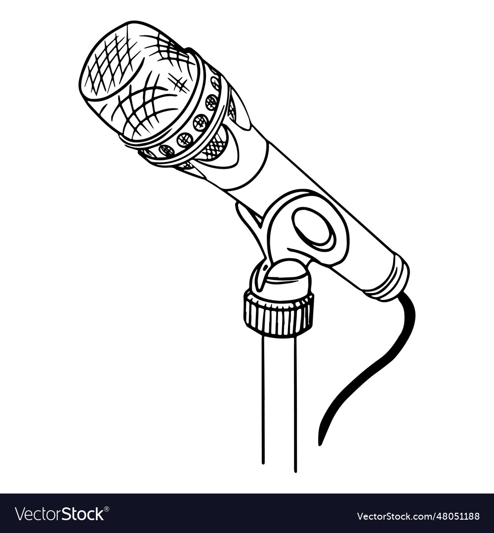 Cool drawn microphone Royalty Free Vector Image