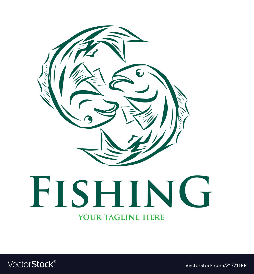 Fishing logo design template Royalty Free Vector Image