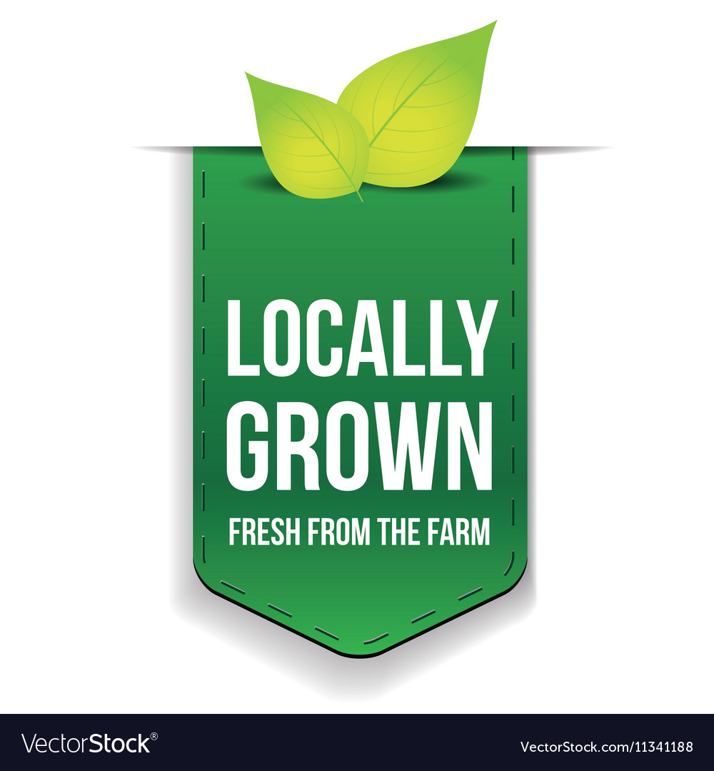 Locally grown ribbon with leaf Royalty Free Vector Image