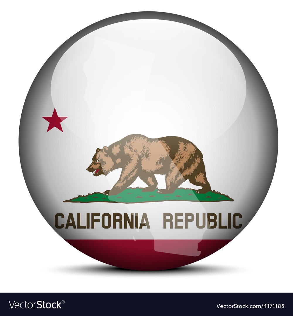 Map on flag button of usa california state