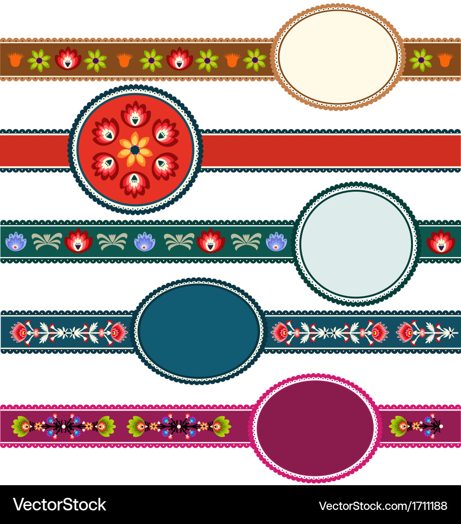 Polish folk labels Royalty Free Vector Image VectorStock