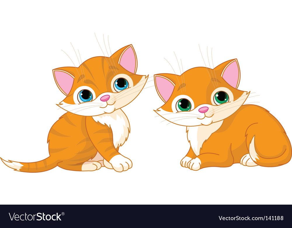 Two very cute cats Royalty Free Vector Image - VectorStock