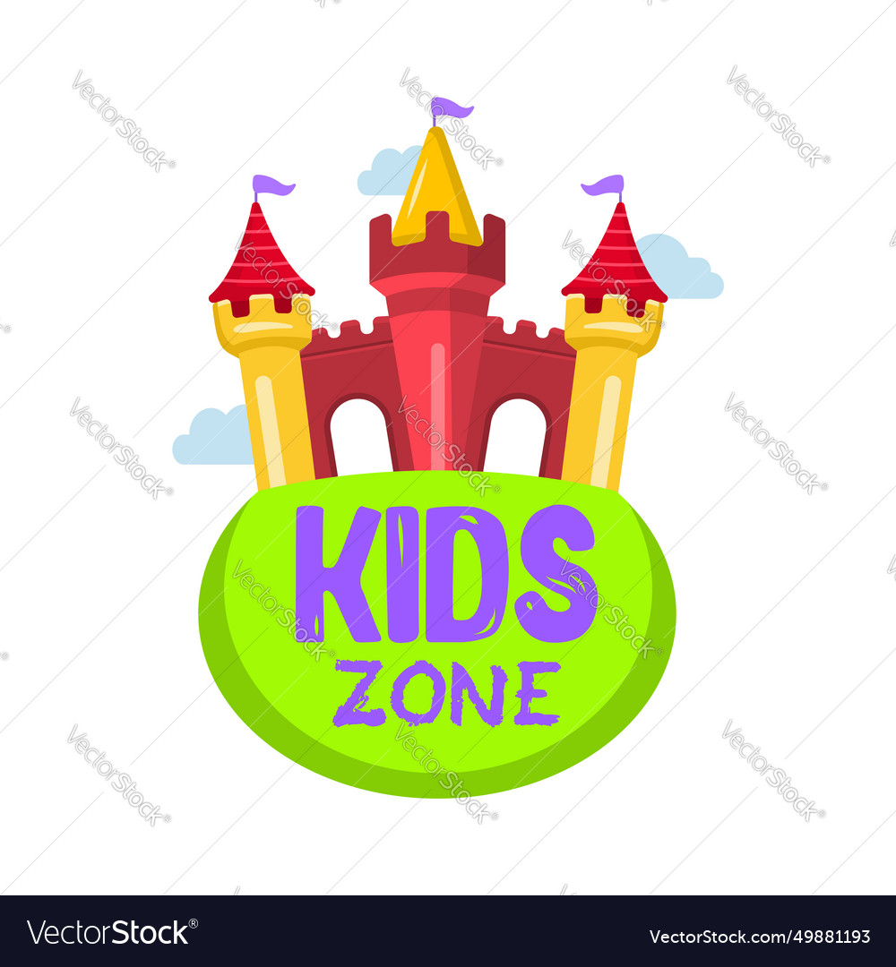 Bouncy castle cartoon logo kids zone concept Vector Image