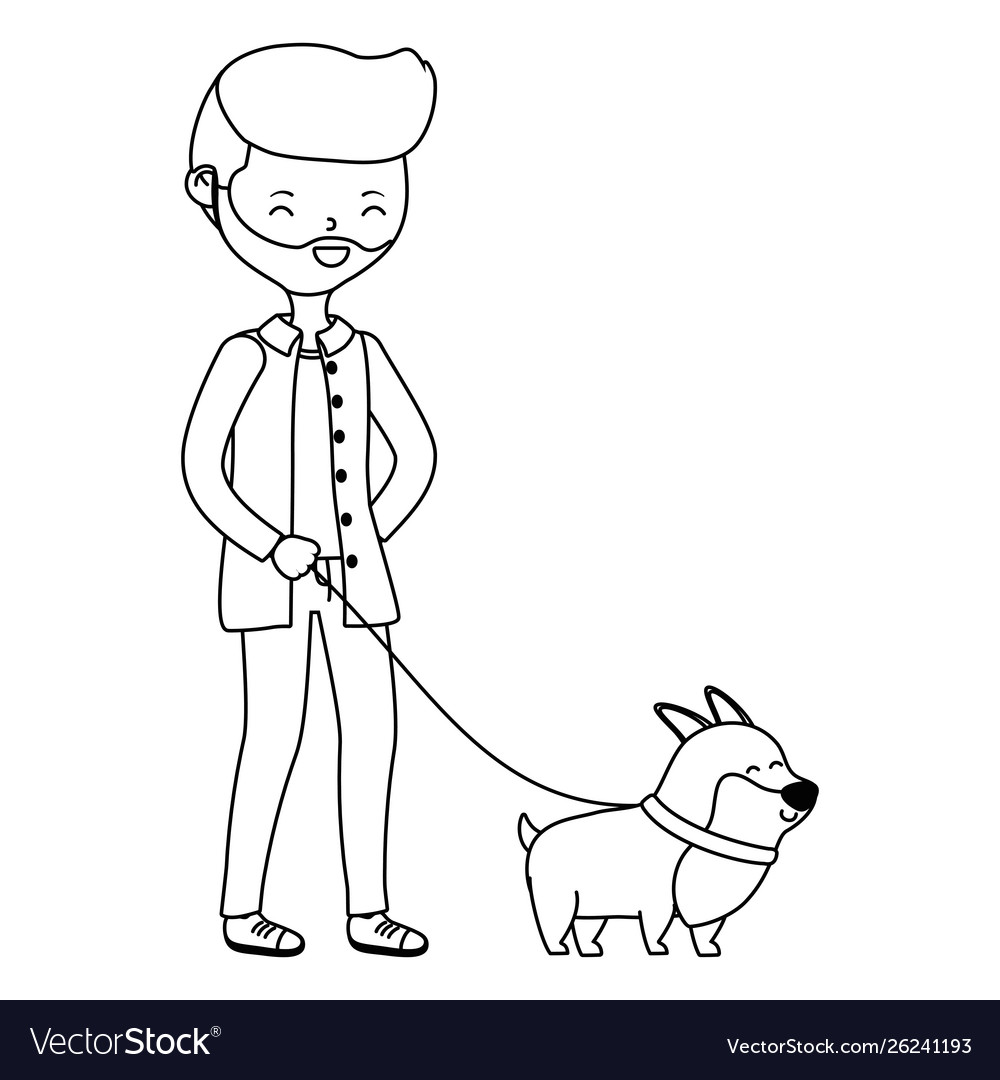 Boy with dog cartoon design Royalty Free Vector Image