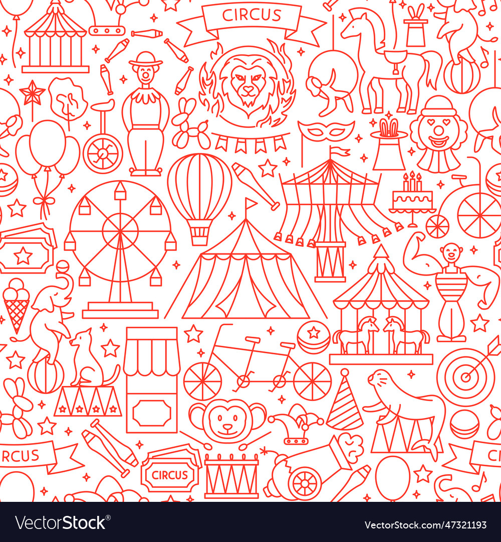 Circus line seamless pattern Royalty Free Vector Image