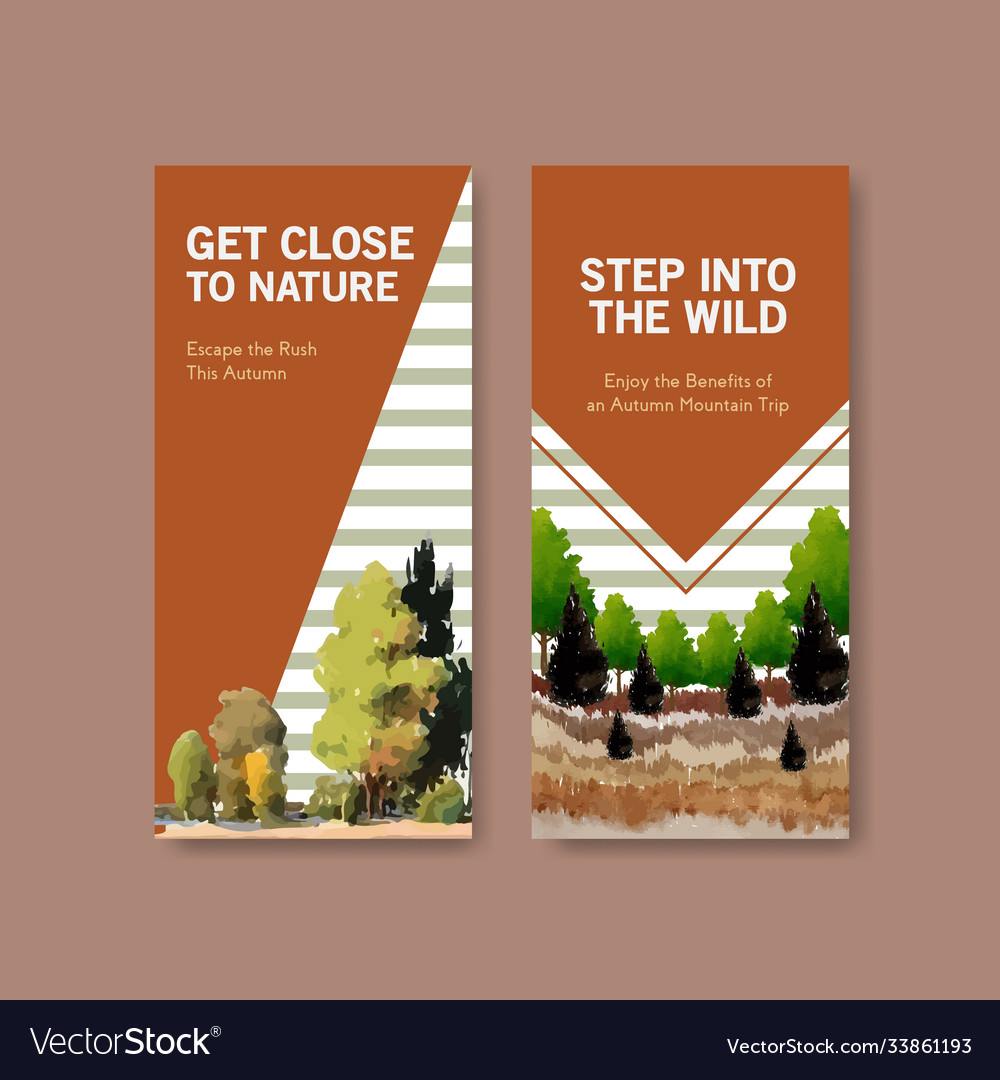 Flyer template with landscape in autumn design