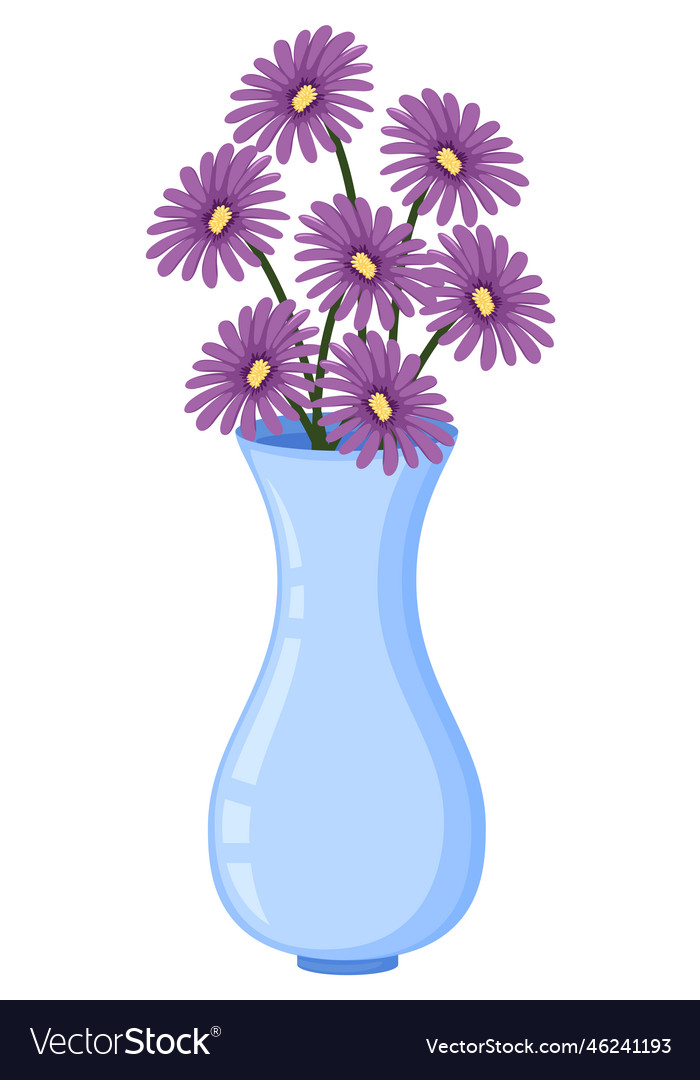 Purple flowers in a vase Royalty Free Vector Image