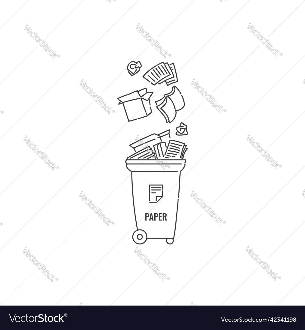 Container dumpster with paper garbage sorting Vector Image