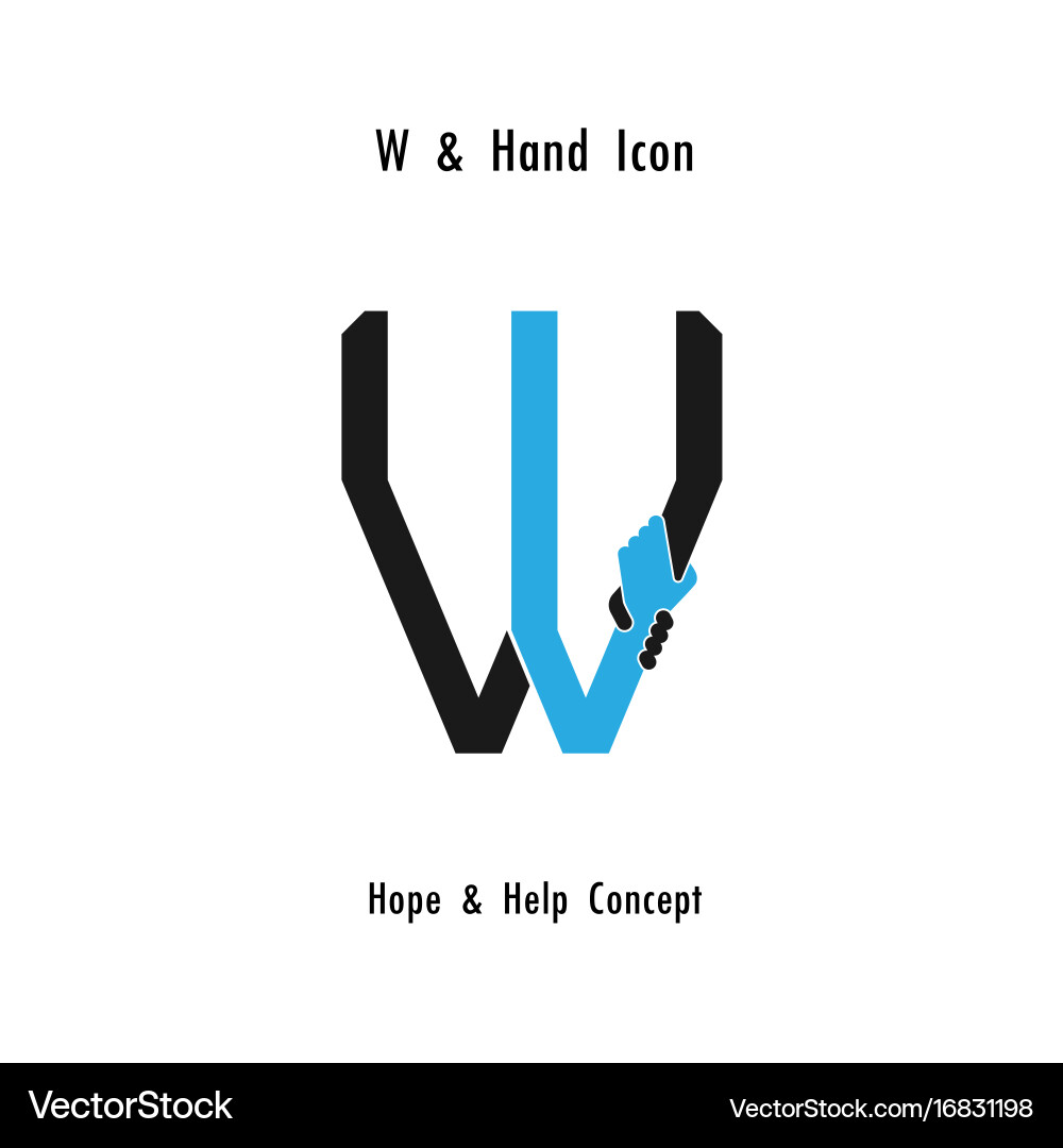 Creative w alphabet icon abstract and hands icon Vector Image