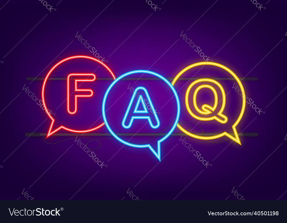 Frequently asked questions faq banner neon icon