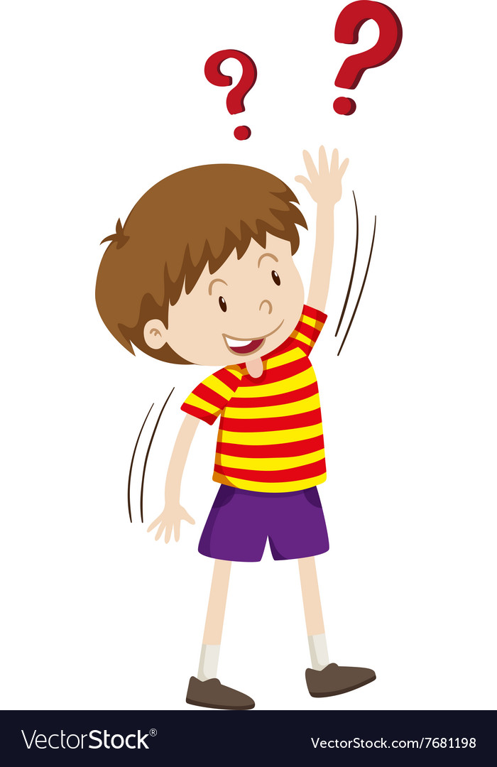 Little boy having arm up for question Royalty Free Vector