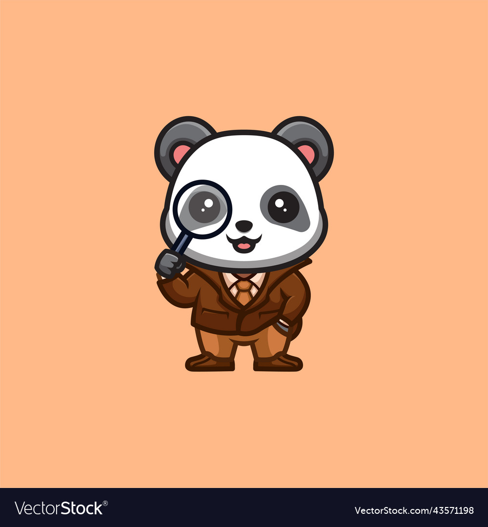 Panda sitting on cloud cute creative kawaii Vector Image