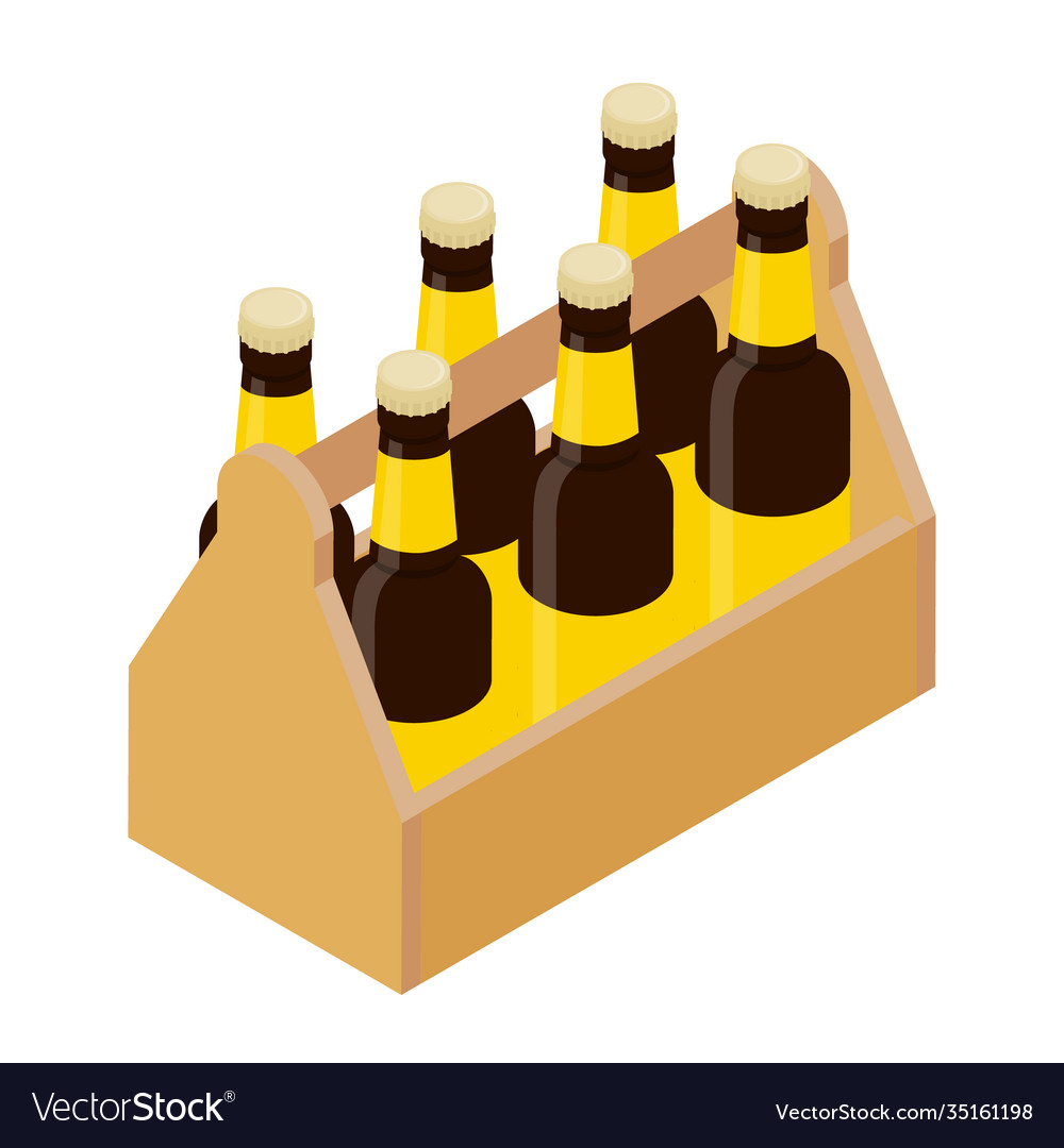 Six Pack Glass Beer Bottles Isolated On White Vector Image 4237