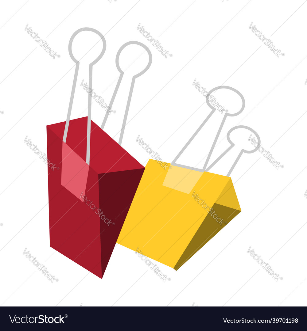 Two red and yellow paperclip clips suitable Vector Image
