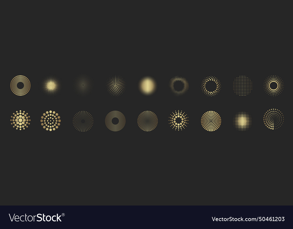 Abstract circles with dots texture gold spotted