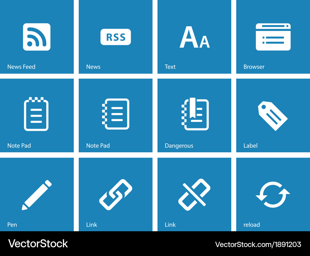 Blogger icons on blue background Royalty Free Vector Image