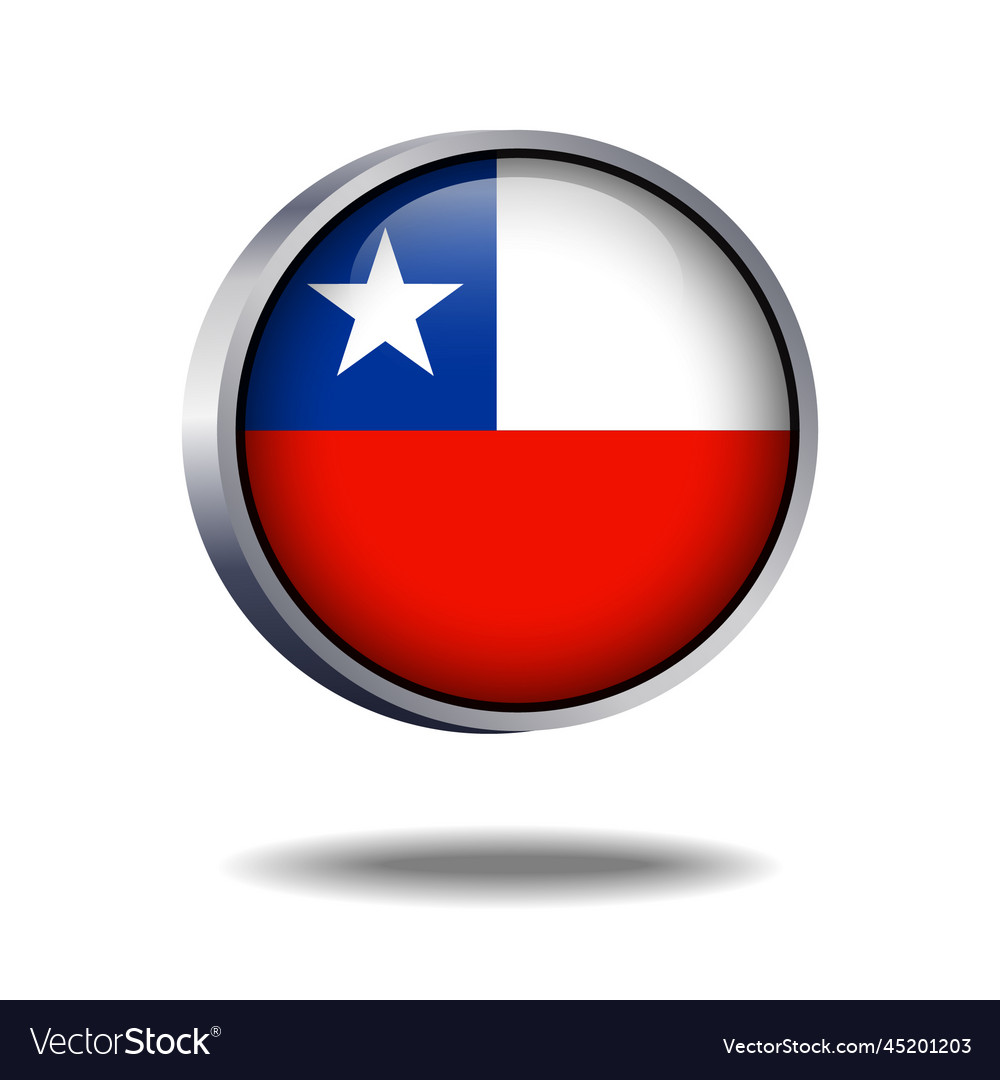 Chile flag button Royalty Free Vector Image VectorStock