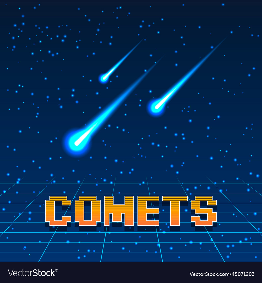 Comets and three shooting stars Royalty Free Vector Image