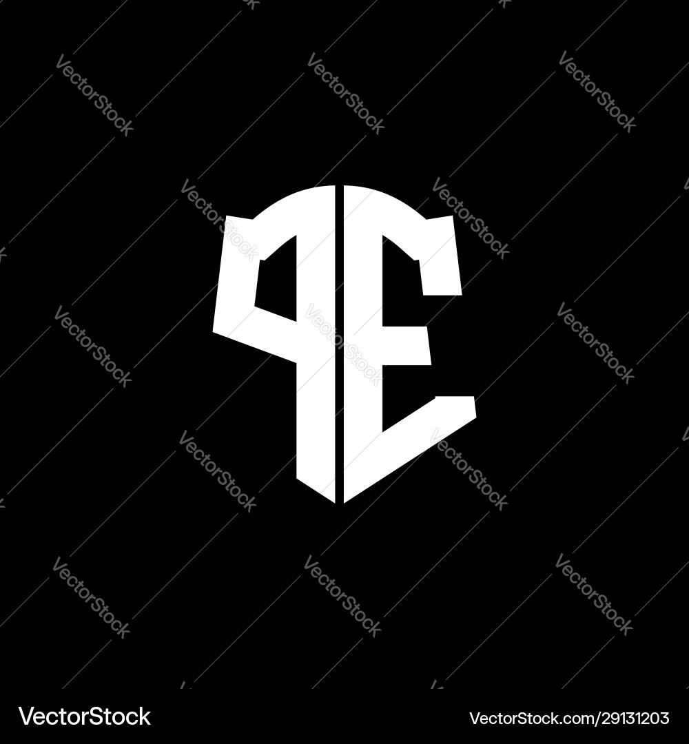 Pe monogram letter logo ribbon with shield style Vector Image