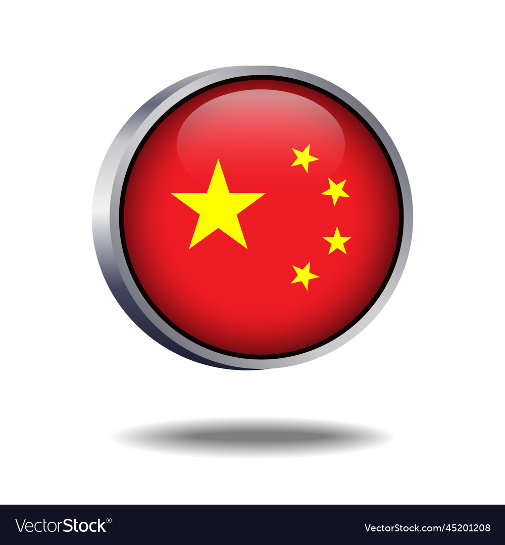 China flag button Royalty Free Vector Image VectorStock