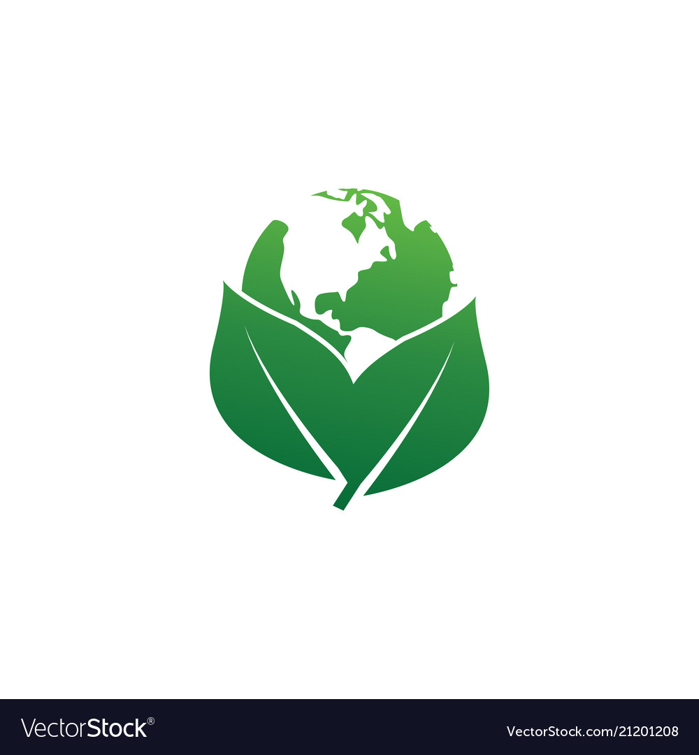 Earth leaf logo design template Royalty Free Vector Image