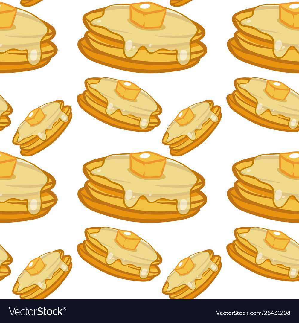 Seamless pattern tile cartoon with pancakes Vector Image