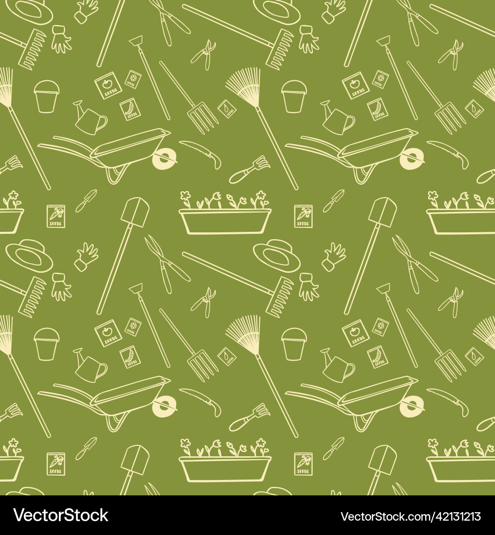 Garden tools seamless pattern Royalty Free Vector Image