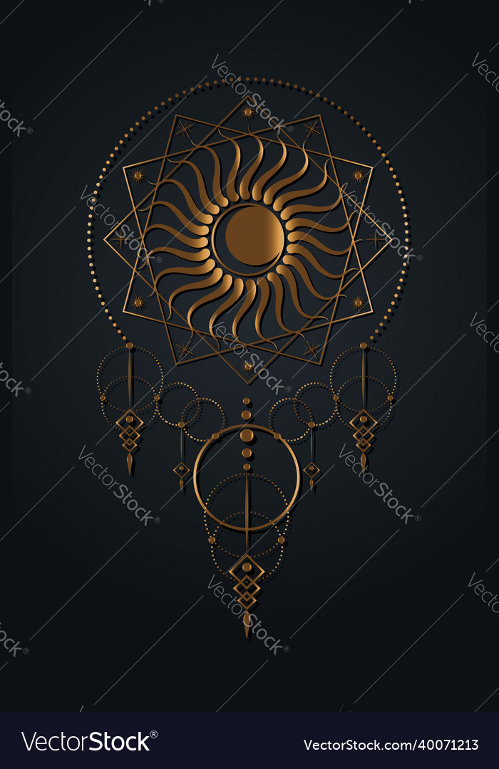 Moon and sun logo template sacred geometry boho Vector Image