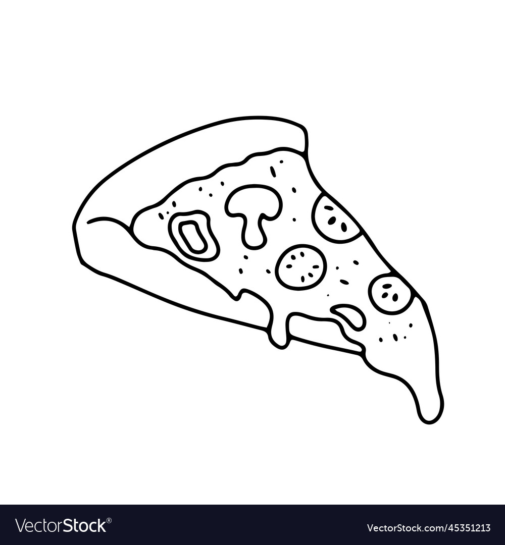 Pizza Slice With Melted Cheese And Tomatoes Hand Vector Image