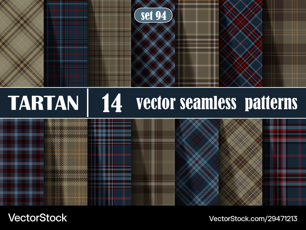 Set tartan seamless pattern Royalty Free Vector Image