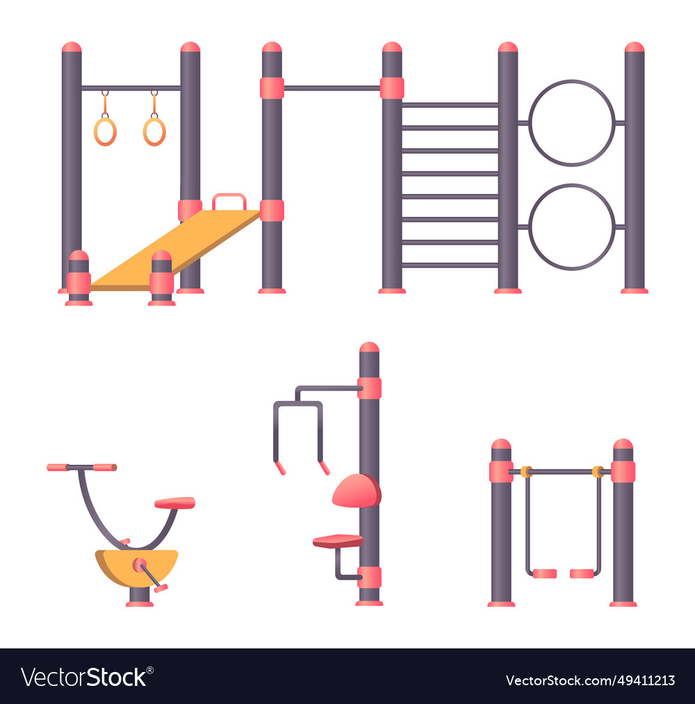 Workout equipment fitness in park outdoor gym Vector Image