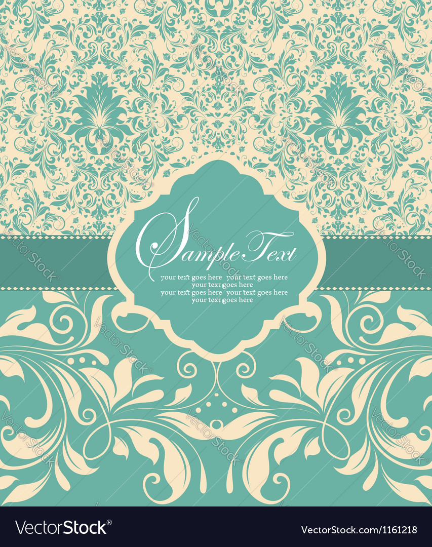 Blue damask card Royalty Free Vector Image - VectorStock