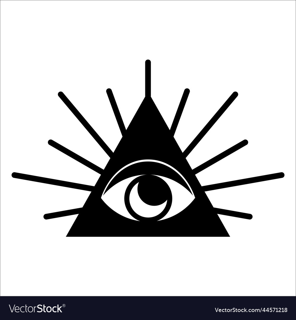 Icon of eyes in a triangle and rays of the sun Vector Image