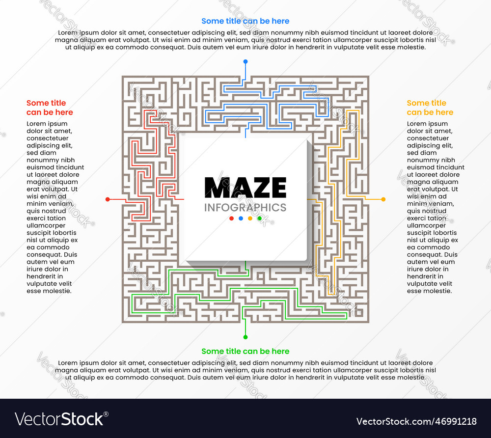 Infographic template maze with 4 steps and exits Vector Image