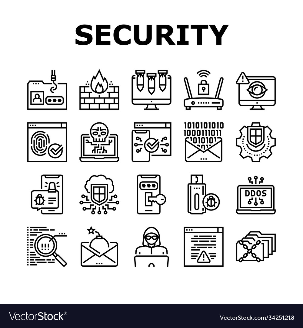 Internet security collection icons set Royalty Free Vector