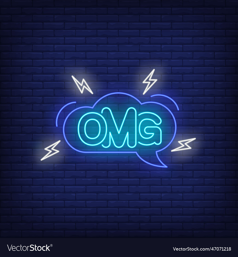 Omg Neon Lettering In Speech Bubble Royalty Free Vector