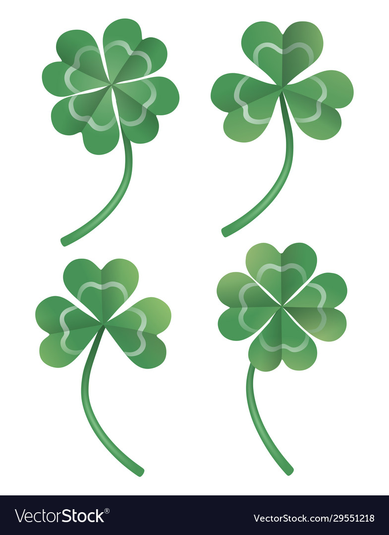 Set isolated clovers on white background Vector Image