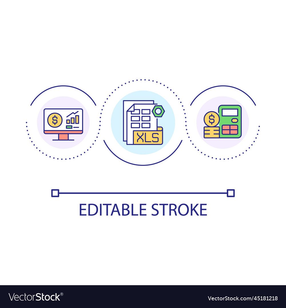 Spreadsheet program for finance budget loop Vector Image