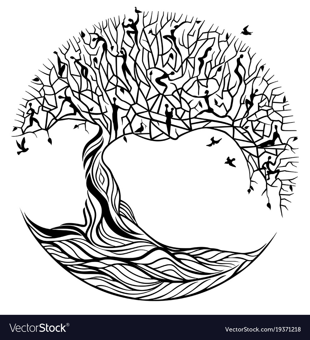 black and white tree of life