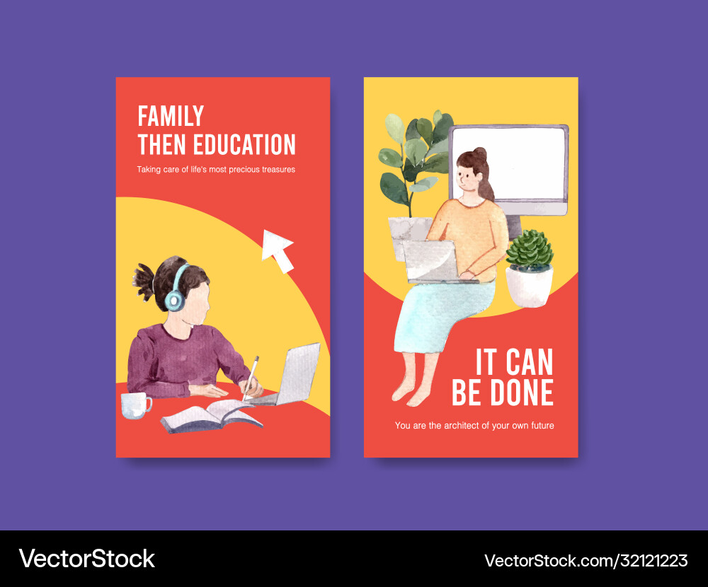 Instagram template with online education design Vector Image