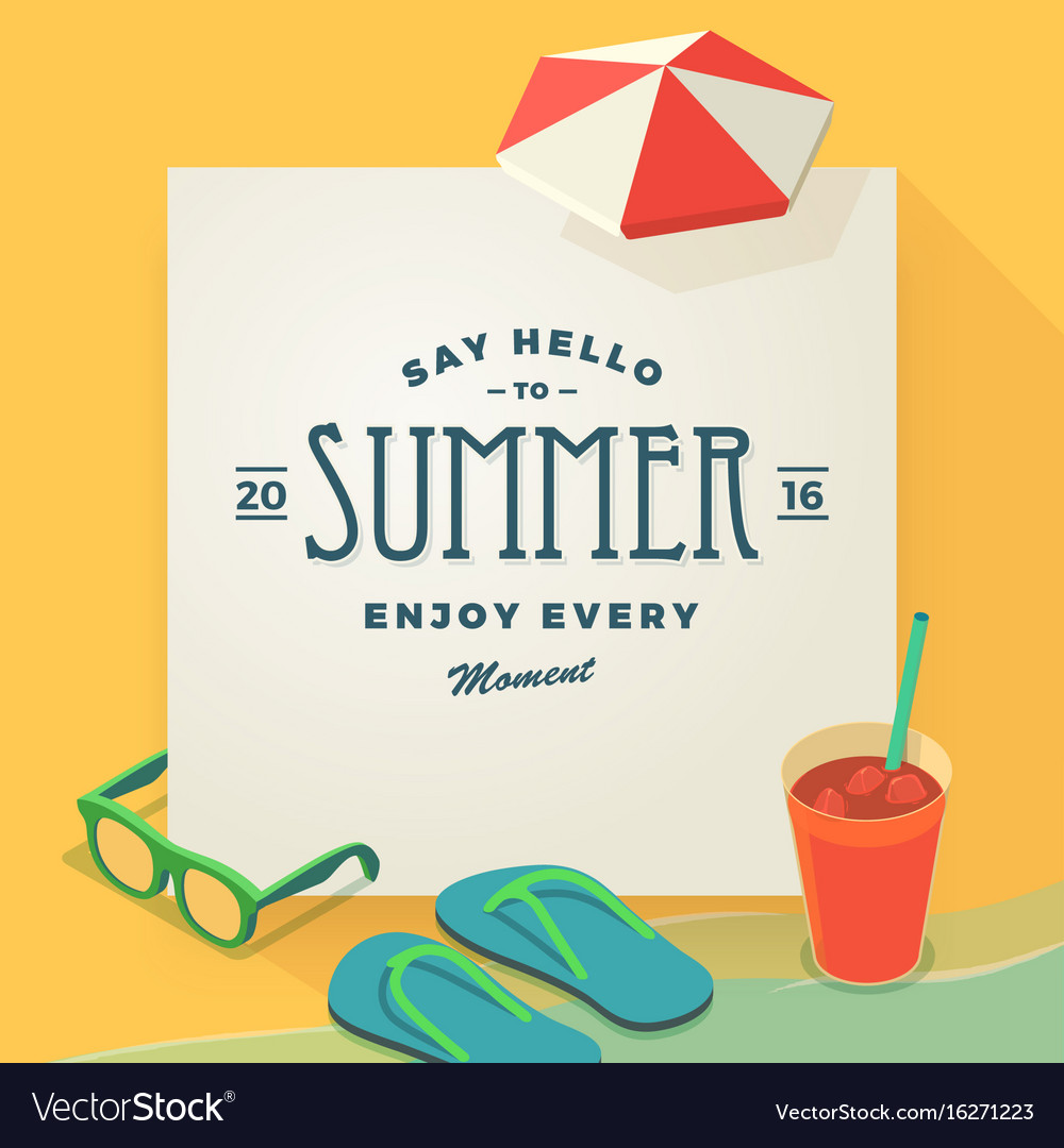 say hello to summer template royalty free vector image