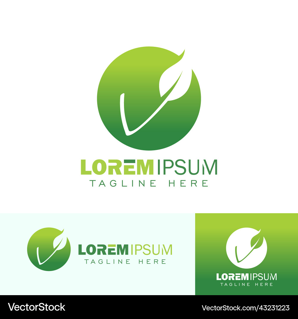 V leaf monogram initial logo sign Royalty Free Vector Image