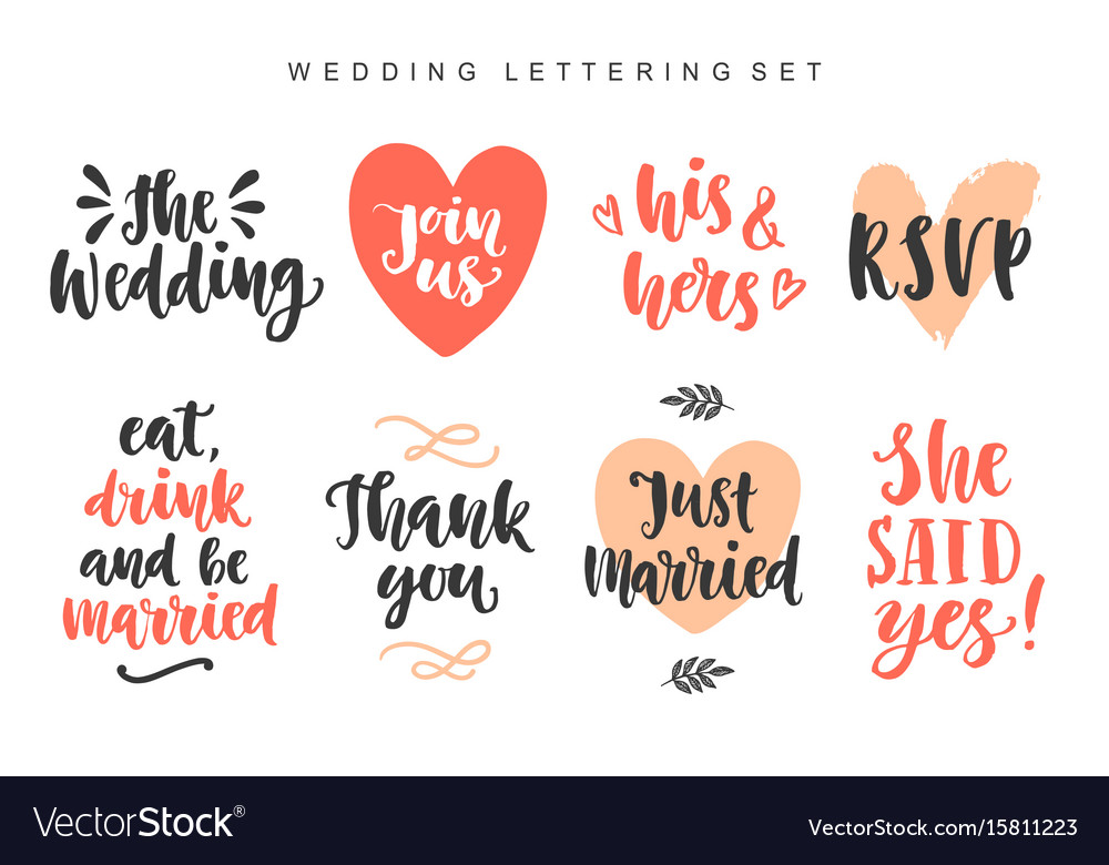 Wedding invitations lettering set Royalty Free Vector Image