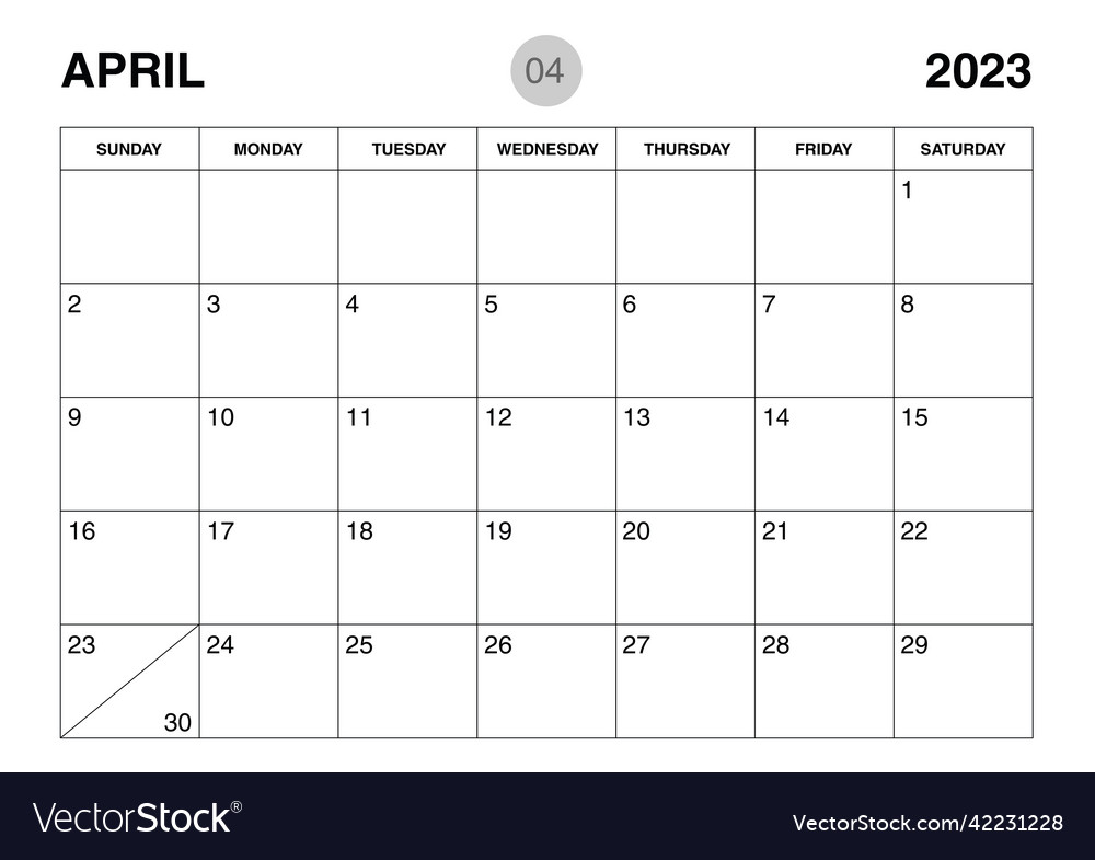 April 2023 year planner template- calendar Vector Image