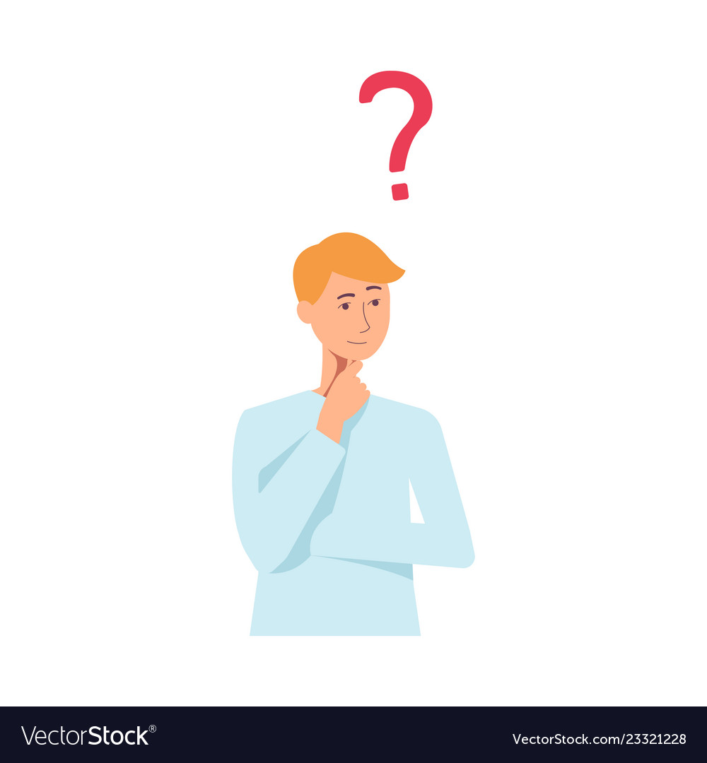 Flat young caucasian thinking icon Royalty Free Vector Image